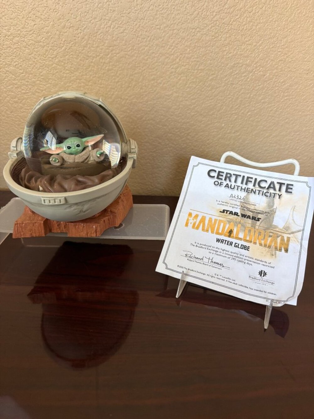 Star Wars Mandalorian Grogu Lot Bradford Exchange Clock & Water Globe w/COA - Picture 5 of 16